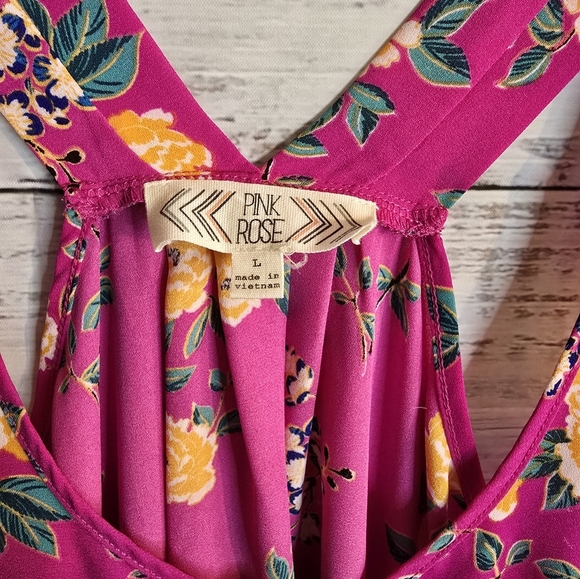 2 Pink Rose Summer Tank Tops Pink And Blue Womans Size Large - Picture 9 of 10